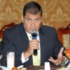 Rafael Correa talking to foreign correspondents. Credit: Office of the president.