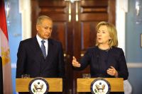 U.S. Secretary of State Hillary Clinton with Egyptian Foreign Minister Aboul Gheit in the State Department's Treaty Room Nov. 10. Credit: State Department photo by Michael Gross U.S. Secretary of State Hillary Clinton with Egyptian Foreign Minister Aboul Gheit in the State Department's Treaty Room Nov. 10. Credit: State Department photo by Michael Gross
