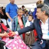 Vice-President Lenín Moreno greets attendees of Saturday's TV broadcast about the Manuela Espejo Mission. Credit: Office of the Vice-President of Ecuador