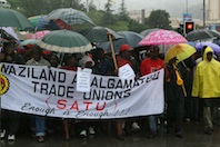 Workers during a recent protest in Mbabane about the Swaziland government's financial crisis. Credit: Mantoe Phakathi/IPS