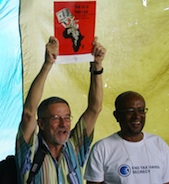 Bruno Gurtner, chair of Tax Justice Network's board, holding the report, next to Dereje Alemayehu, chair of the network's African steering committee. Credit: Tax Justice Network