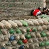 Building with plastic bottles. Credit: Kara Santos