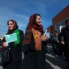 Women parliamentarians of the Afghan Lower House arrive at their inauguration ceremony in Kabul in January.  Credit: UN Photo/Eric Kanalstein