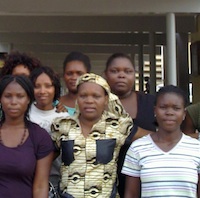 Judith Mussacula (centre) with pupils from her school. Credit:  Courtesy Judith Mussacula