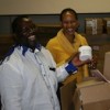 Swaziland's health minister Benedict Xaba receiving donated medical supplies from UNICEF. Swaziland gets limited help of this nature. Credit: Mantoe Phakathi/IPS