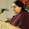 Jayalalithaa being sworn in for a third term as chief minister of Tamil Nadu state. Credit: AIADMK