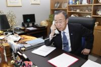 Secretary-General Ban Ki-moon discusses Libya with the head of Arab League in February 2011. Credit: UN Photo/Paulo Filgueiras Secretary-General Ban Ki-moon discusses Libya with the head of Arab League in February 2011. Credit: UN Photo/Paulo Filgueiras
