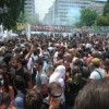 Protestors surround Greek parliament, many wearing masks against tear gas. Credit: Bego Astigarraga/IPS
