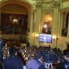 View from the gallery as Minister Vargas apologised in Congress for Manuel Cepeda's murder. Credit: Constanza Vieira/IPS  