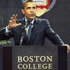 Barack Obama speaking at Boston College. Credit:   