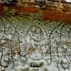 Carved lintel on the disputed Preah Vihear temple depicting the Hindu guru Krishna with his disciple Arjuna.  Credit: Wikipedia 