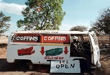 A coffin vendor in Lusaka - sign of Zambia's AIDS pandemic. (Photo: Joao Silva) Credit: PictureNET Africa A coffin vendor in Lusaka - sign of Zambia's AIDS pandemic. (Photo: Joao Silva) Credit: PictureNET Africa