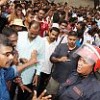 Police confront ethnic Indians protesting against alleged discrimination at Sunday&#39s mass rally Credit: Baradan Kuppusamy/IPS