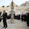 President George W. Bush makes a statement prior to his departure from the Church of Nativity, Jan. 10, 2008, in Bethlehem.  Credit: White House photo/Eric Draper 