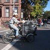 This way to the garden: Charlie Bayrer pedals bags of food scraps from the Fort Greene Greenmarket to his community garden, half a mile away.  Credit: Laura Silver/IPS