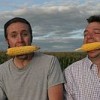 Curt Ellis (right) and Ian Cheney taste their harvest in Greene, Iowa. Credit: Sam Cullman