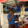 Rubén Plata and his juice stand. Credit: Gary Santander