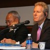 Experts Mamit (left) and Gijzen (right) advocate an end to flush toilets. Credit: Kyung Eun