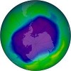 Blue represents the Antarctic ozone layer in 2006. Credit: Nasa image