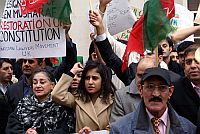 Marchers rally in front of the Pakistani High Commission in west London to protest the state of emergency. Credit: Orhan Marchers rally in front of the Pakistani High Commission in west London to protest the state of emergency. Credit: Orhan