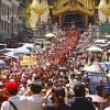 Buddhist monks leading mass protests against the junta in Rangoon  Credit: MYM/IPS