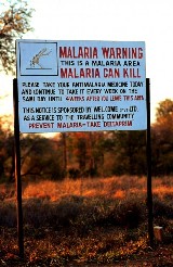 A sign warns of the risk posed by malaria in south-eastern Zimbabwe. (Photo: Don Boroughs) Credit: PictureNET Africa A sign warns of the risk posed by malaria in south-eastern Zimbabwe. (Photo: Don Boroughs) Credit: PictureNET Africa