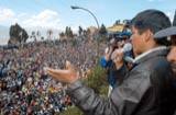 Abel Mamani, head of the Bolivian community councils federation, addresses a crowd in El Alto - Jatha Abel Mamani, head of the Bolivian community councils federation, addresses a crowd in El Alto - Jatha