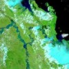 The Fitzroy River Basin in Australia, Jan. 4, 2011. The flooded area appears in dark blue. - Courtesy of NASA/GSFC, MODIS Rapid Response
