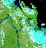 The Fitzroy River Basin in Australia, Jan. 4, 2011. The flooded area appears in dark blue. - Courtesy of NASA/GSFC, MODIS Rapid Response The Fitzroy River Basin in Australia, Jan. 4, 2011. The flooded area appears in dark blue. - Courtesy of NASA/GSFC, MODIS Rapid Response